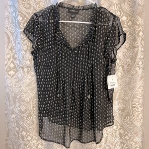 NWT Liz Claiborne Career Black & White Floral Blouse w/black camisole